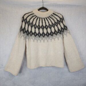 Banana Republic Fair Isles Mock Neck Sweater Women Premiere Alpaca Blend Luxury